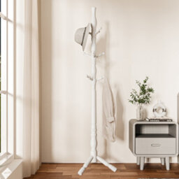 Multibao Posh Solid Wood Coat Stand - 9 Hooks Elegant Rack - Cream White - thumbnail 3