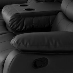 Seconique Roma 3 Seater Recliner Sofa - Black Pu - thumbnail 9