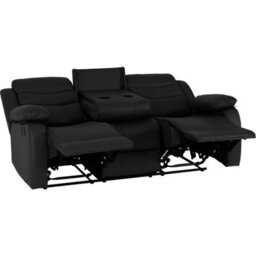 Seconique Roma 3 Seater Recliner Sofa - Black Pu - thumbnail 3