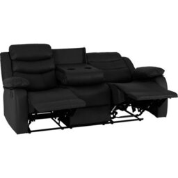 Seconique Roma 3 Seater Recliner Sofa - Black Pu - thumbnail 2