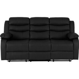Seconique Roma 3 Seater Recliner Sofa - Black Pu - thumbnail 4