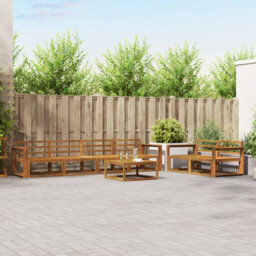 Walplus Outdoor Sofa Set 7 Pcs Natural Solid Acacia Wood