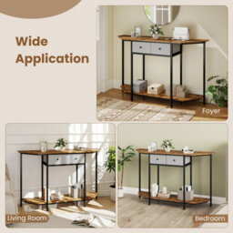 Costway 130 Cm Console Table With 2 Drawers Entryway Table With Open Storage Shelf-Brown - thumbnail 9