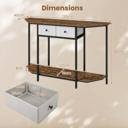 Costway 130 Cm Console Table With 2 Drawers Entryway Table With Open Storage Shelf-Brown - thumbnail 3