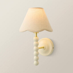 Valuelights Bobbins Cream Bobble Wall Light And Natural Trim Linen Lamp Shade And Bulb - thumbnail 3