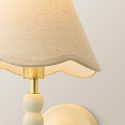 Valuelights Bobbins Cream Bobble Wall Light And Natural Trim Linen Lamp Shade And Bulb - thumbnail 4