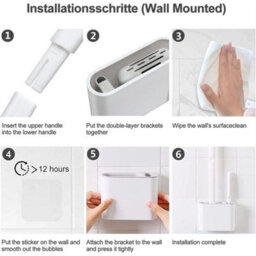 White Wall Mounted Soft Silicon Toilet Brush  Cleaner Set - thumbnail 8