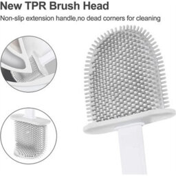 White Wall Mounted Soft Silicon Toilet Brush  Cleaner Set - thumbnail 7