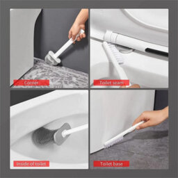 White Wall Mounted Soft Silicon Toilet Brush  Cleaner Set - thumbnail 9
