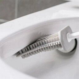 White Wall Mounted Soft Silicon Toilet Brush  Cleaner Set - thumbnail 4