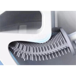 White Wall Mounted Soft Silicon Toilet Brush  Cleaner Set - thumbnail 3