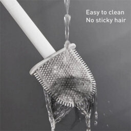 White Wall Mounted Soft Silicon Toilet Brush  Cleaner Set - thumbnail 6