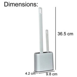 White Wall Mounted Soft Silicon Toilet Brush  Cleaner Set - thumbnail 2
