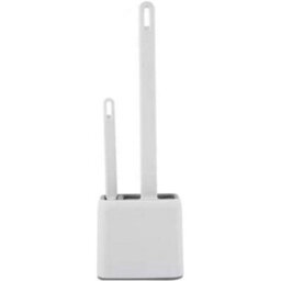 White Wall Mounted Soft Silicon Toilet Brush  Cleaner Set - thumbnail 1