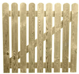 Ruby UK Ruby Pressure Treated Picket Side Gate Round Top 1.8M - Classic & Durable Garden Gate 775mm Wide X 1800mm High Right Hand Hinge