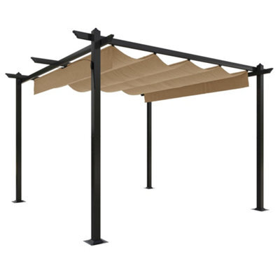 Berkfield Sturdy Garden Gazebo With Retractable Roof 3X3 M Taupe - image 1