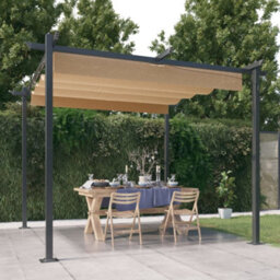 Berkfield Sturdy Garden Gazebo With Retractable Roof 3X3 M Taupe - thumbnail 2