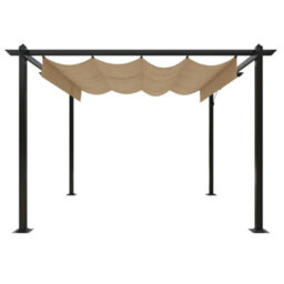 Berkfield Sturdy Garden Gazebo With Retractable Roof 3X3 M Taupe - thumbnail 5