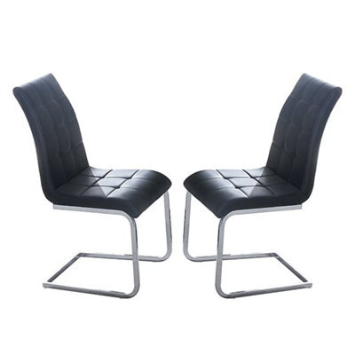 Furniture in Fashion Paris Black Faux Leather Dining Chairs In Pair