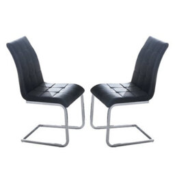 Furniture in Fashion Paris Black Faux Leather Dining Chairs In Pair