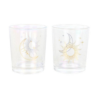 Something Different Iridescent Sun & Moon Face Votive Candle Holder (Pack Of 2) Gold/clear (One Size) - image 1