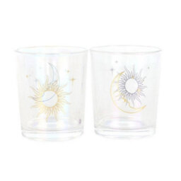 Something Different Iridescent Sun & Moon Face Votive Candle Holder (Pack Of 2) Gold/clear (One Size) - thumbnail 2