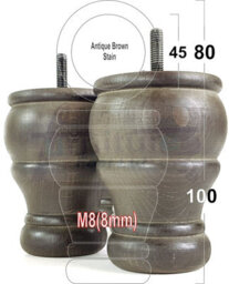 L&F 4X Wooden Bun Feet Antique Brown Stain Replacement Furniture Legs Sofas Chairs Footstools M8 Cwc802 - thumbnail 1