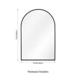 Living And Home Black Aluminium Alloy Arched Bathroom Mirror Hd Float Glass Wall Mount Vanity Mirror 50X80Cm - thumbnail 8