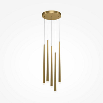 Luminosa Lighting Luminosa Maytoni Cascade Modern 5 Light Cluster Pendant Ceiling Light Brass Integrated Led 4000K - image 1