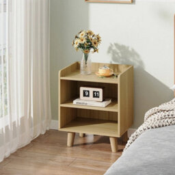 Bedside Table Nightstand Modern Bedroom Furniture With 2 Open - thumbnail 4