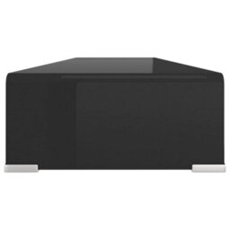 Berkfield Modern Tv Stand/monitor Riser Glass Black 110X30X13 Cm - thumbnail 4