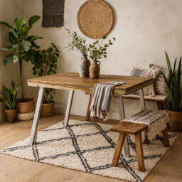 Wyld Haus Los Angeles Reclaimed Wood And Metal Dining Table 1500mm - thumbnail 2
