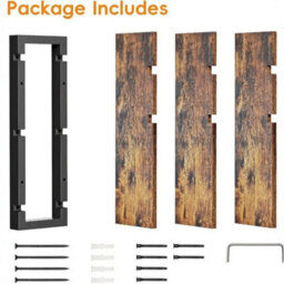 Brown 3-Tier 50Cm Wooden Floating Shelves Metal Brackets - thumbnail 3