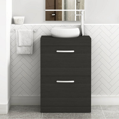 Royal Bathrooms Turin 600mm Freestanding Bathroom Vanity Unit With Sink 2 Drawer Hale Black & Milan Countertop Basin - image 1
