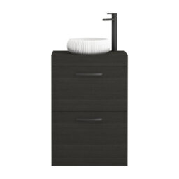 Royal Bathrooms Turin 600mm Freestanding Bathroom Vanity Unit With Sink 2 Drawer Hale Black & Milan Countertop Basin - thumbnail 5