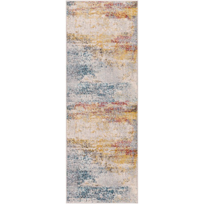 Livabliss Ankara-Abstract Grey Blue Modern Marble Living Dining Bedroom Rug 80 X 220 Cm Easy Care, Non Shedding - image 1
