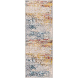 Livabliss Ankara-Abstract Grey Blue Modern Marble Living Dining Bedroom Rug 80 X 220 Cm Easy Care, Non Shedding - thumbnail 1