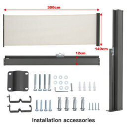Living And Home Beige Outdoor Patio Retractable Side Awning Balcony Sunshade Blind 300Cm X 140 Cm - thumbnail 5