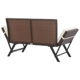 Berkfield Garden Bench With Cushions Brown 176 Cm Poly Rattan - thumbnail 4