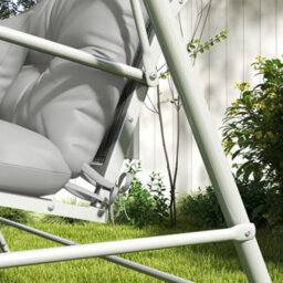Outsunny Outdoor Back And Seat Cushion With Pillows, No Swing, Light Grey - thumbnail 9
