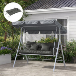 Outsunny Outdoor Back And Seat Cushion With Pillows, No Swing, Light Grey - thumbnail 1