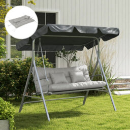 Outsunny Outdoor Back And Seat Cushion With Pillows, No Swing, Light Grey - thumbnail 7