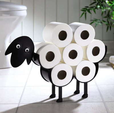 Baabara The Sheep Toilet Paper Or Towel Holder - Freestanding Metal Novelty Loo Roll Bathroom Stand H32 X W50 X D10Cm