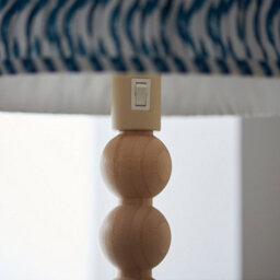 Luminosa Lighting Luminosa Cane Natural Bamboo Floor Lamp With Marlin Blue Fabric Ripple Shade 40Cm E27 - thumbnail 4