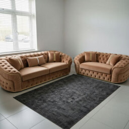 Stratus Interiors Ambassador 2+3 Sofa Set - Chesterfield Toronto With Silver Trim Sofa For Living Room - Frill Design - Mink - thumbnail 1
