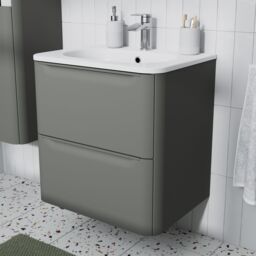GoodHome Nevado Matt Green Wall-Mounted Vanity Unit & Basin Set (W)600mm (H)600mm - thumbnail 7