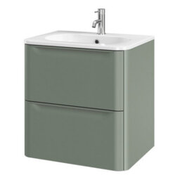 GoodHome Nevado Matt Green Wall-Mounted Vanity Unit & Basin Set (W)600mm (H)600mm - thumbnail 1