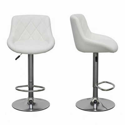 Alivio Set Of 2 Modern Chrome Bar Stools, Breakfast Velvet Dining Chairs (White) - image 1
