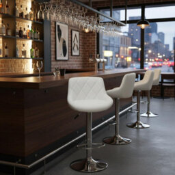 Alivio Set Of 2 Modern Chrome Bar Stools, Breakfast Velvet Dining Chairs (White) - thumbnail 5