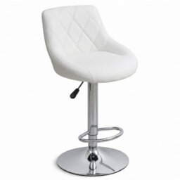 Alivio Set Of 2 Modern Chrome Bar Stools, Breakfast Velvet Dining Chairs (White) - thumbnail 7